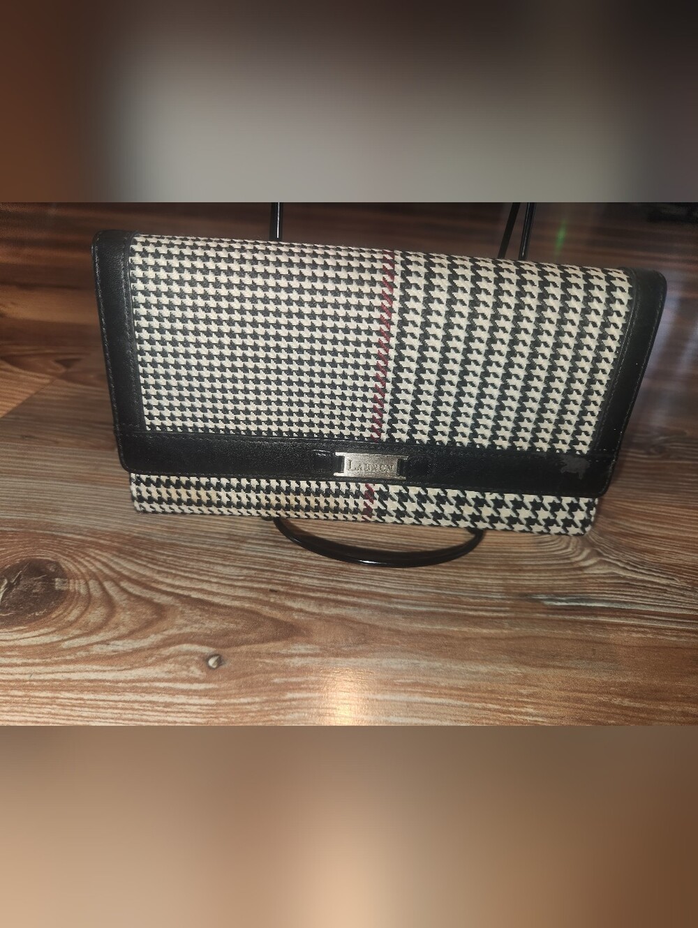 Lauren Houndstooth Foldover Wallet (Some Sign Of Wear View All Pics) - Picture 2 of 8